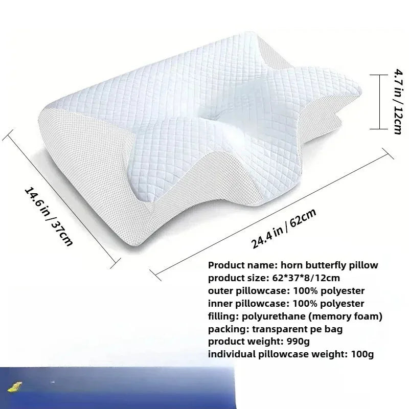 Butterfly Sleep Memory Neck Pillow Slow Rebound Comfortable Memory Foam Sleep Pillow Cervical Orthopedic Neck Massage Bed Pillow