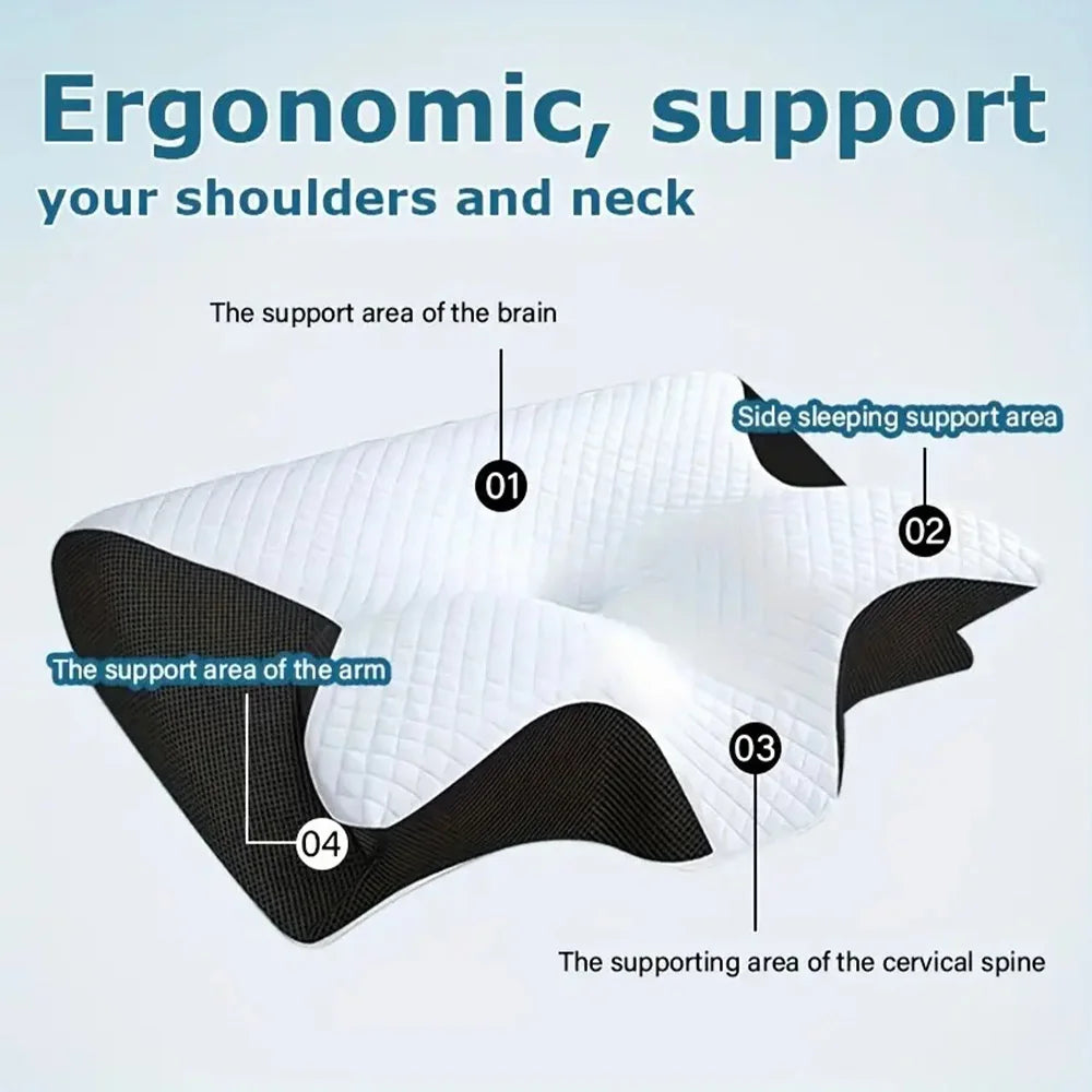 Sleep Memory Pillow Butterfly Memory Foam Neck Pillows Contoured Sleep for Neck Pain Relief Stomach Support Comfortable Pillow