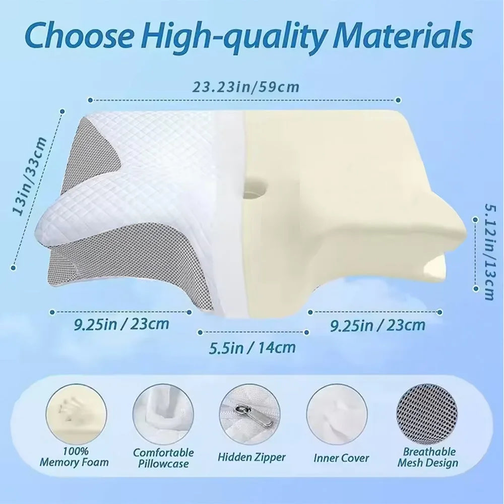 Sleep Memory Pillow Butterfly Memory Foam Neck Pillows Contoured Sleep for Neck Pain Relief Stomach Support Comfortable Pillow